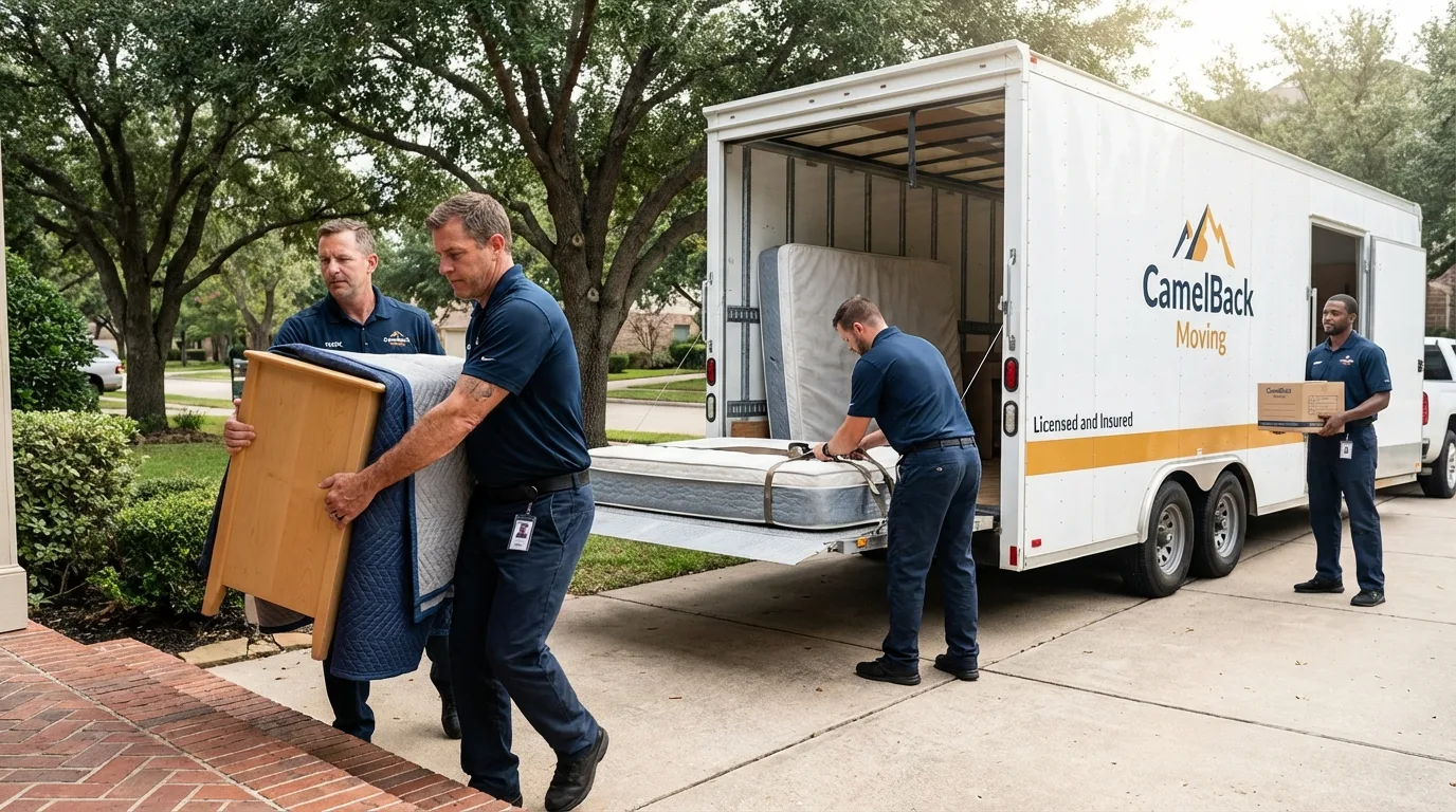Crew loading residential truck for cross-state move from Ansted, WV