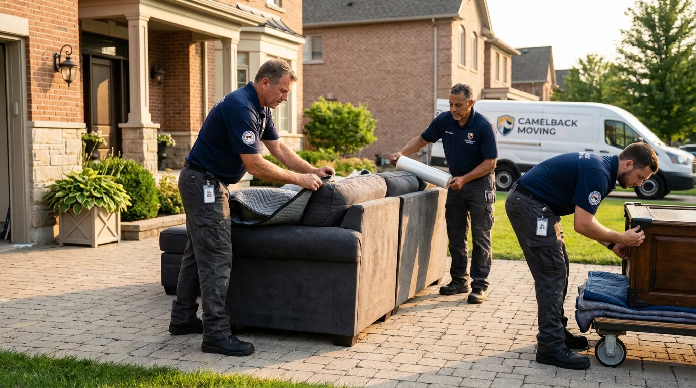 Large estate moving crew wrapping furniture in Ansted, WV
